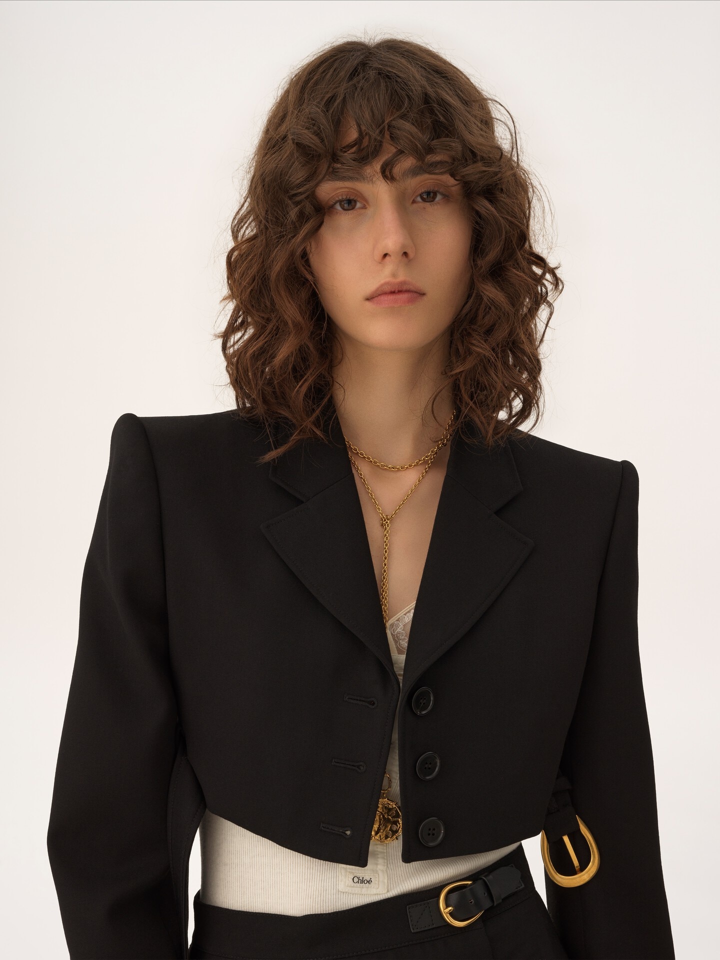 Cropped Spencer jacket in wool grain de poudre - 9