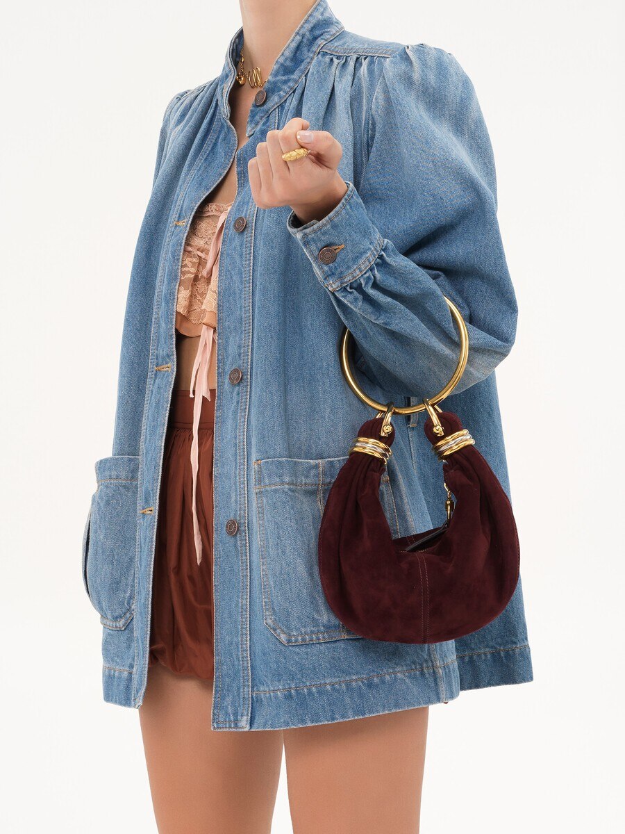 Mini sac hobo Bracelet bag en cuir velours - 3