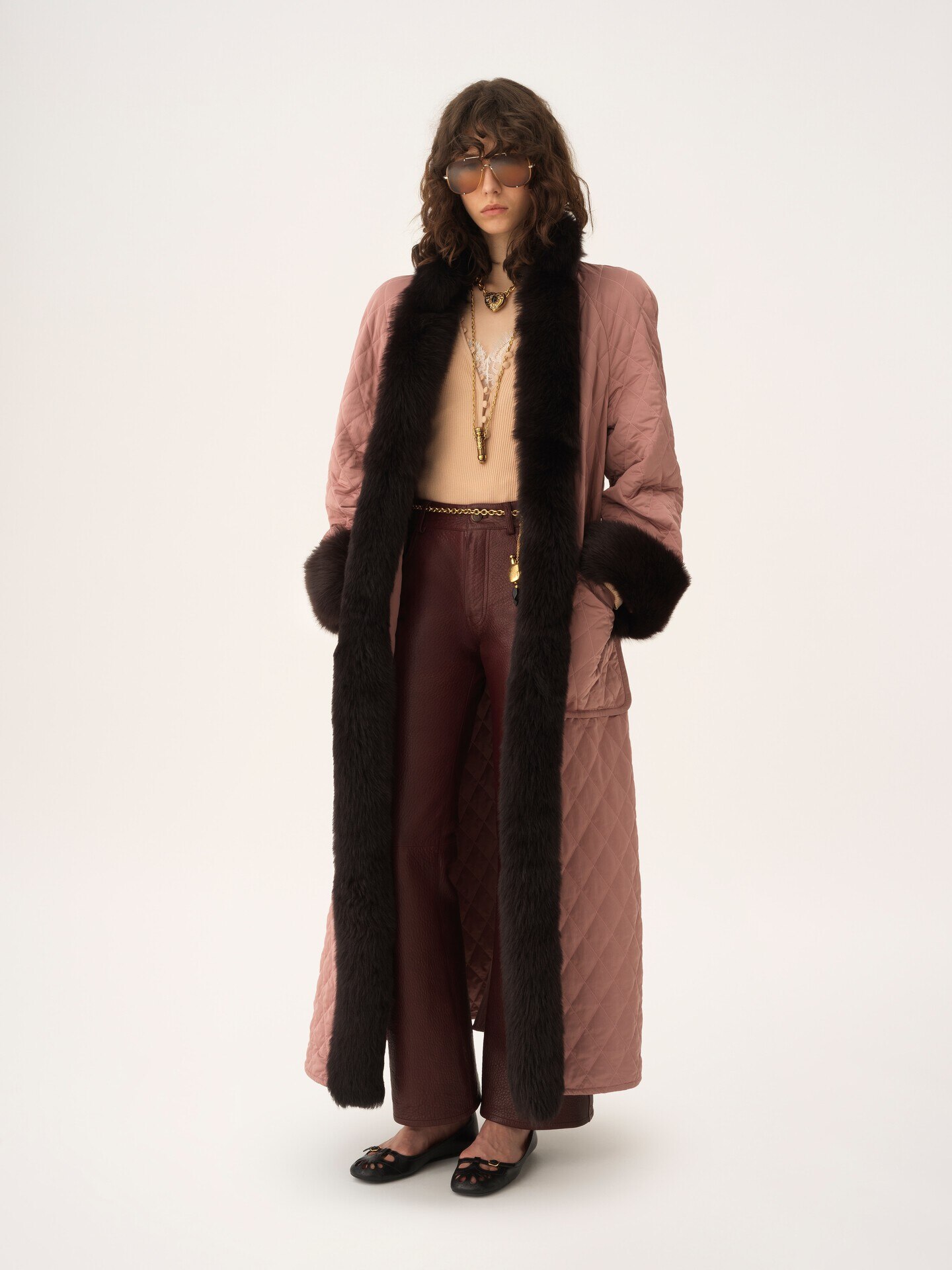 Long hybrid coat in technical satin - 3.0