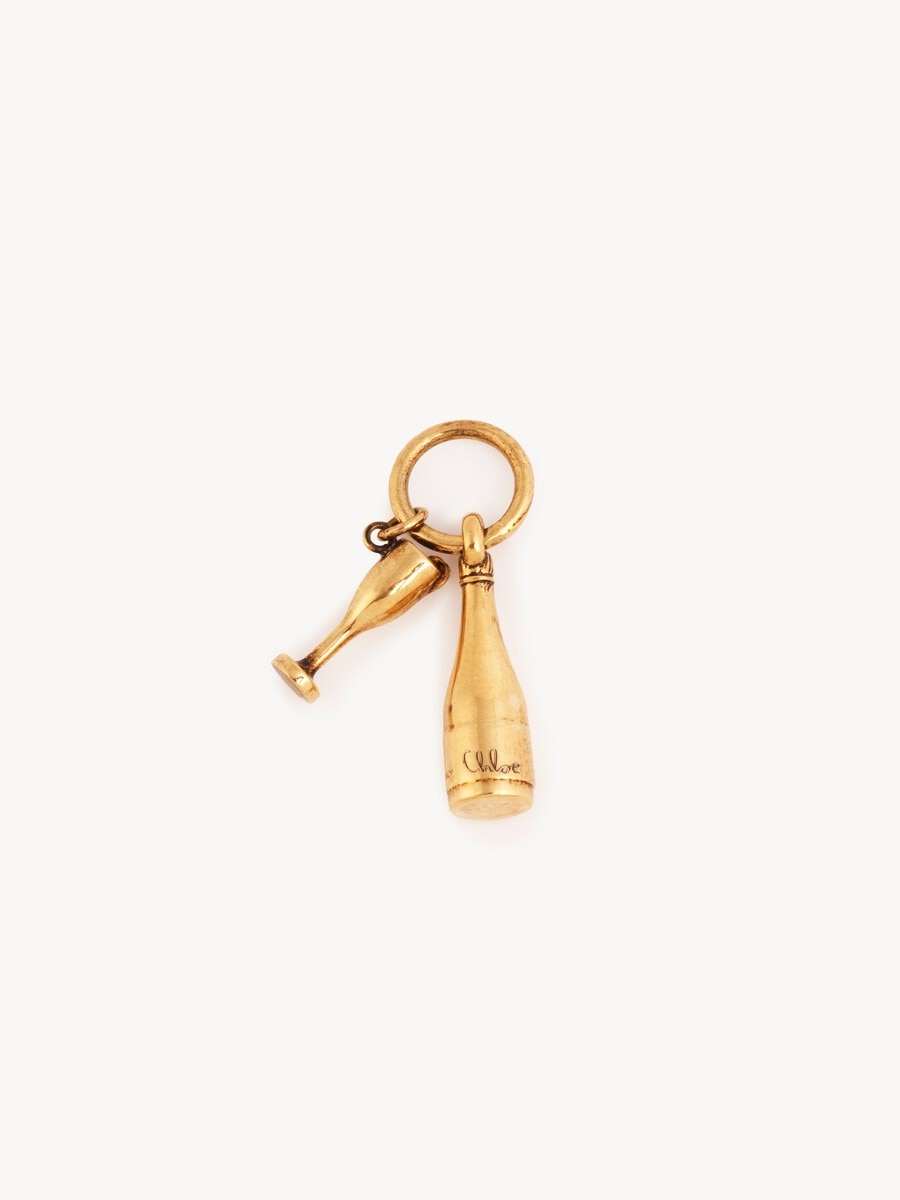 Bottle & Glass charm in brass - 1