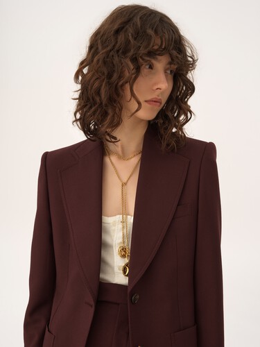 Single-breasted tailored jacket in wool gabardine - 7