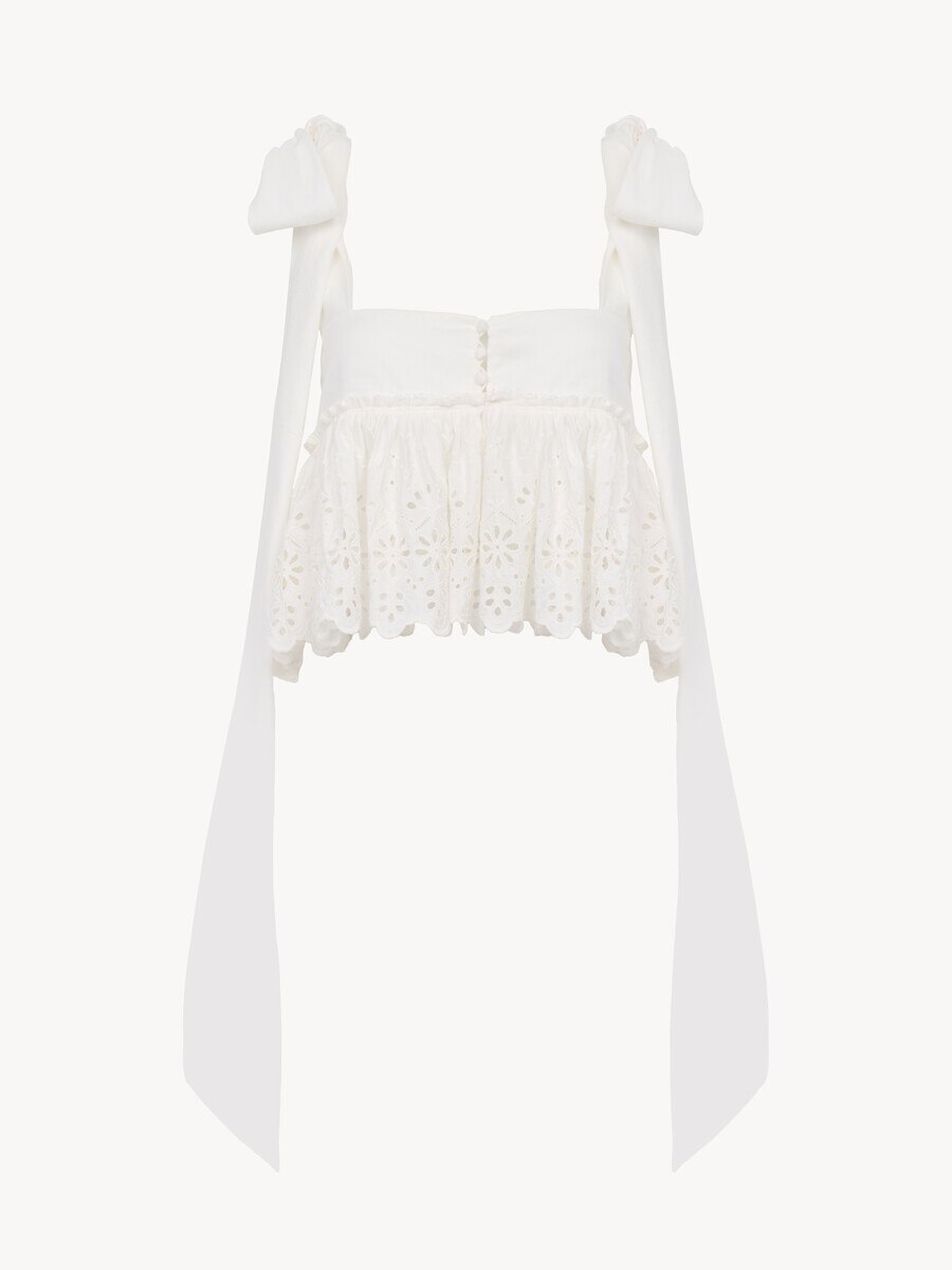 Cropped-Top aus weicher Baumwolle mit geknoteten Tr&auml;gern - 2