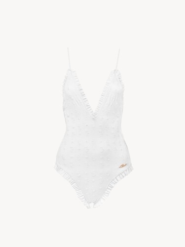 Ruffled V-neck one-piece swimsuit - 1
