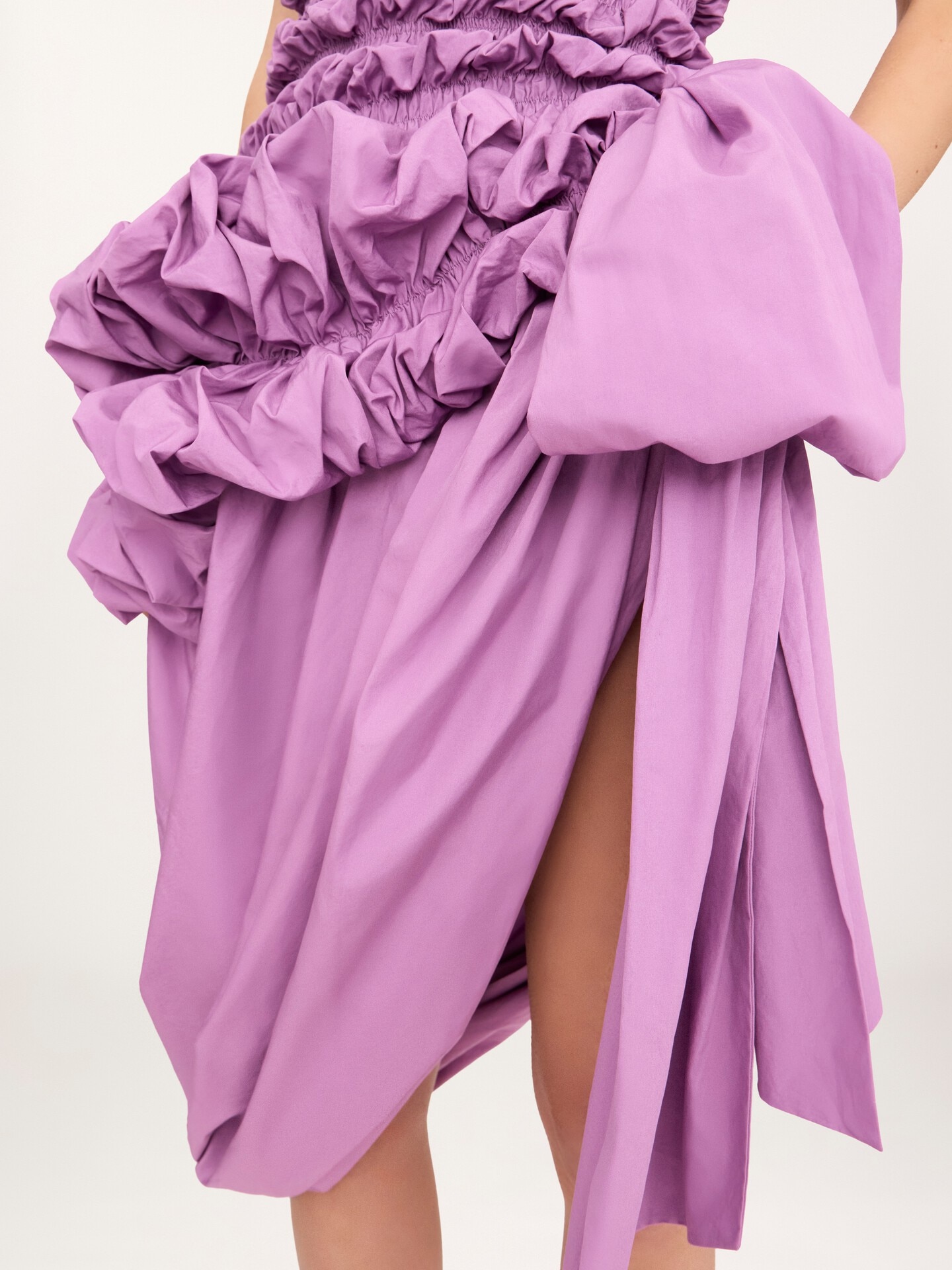 Robe midi bustier fronc&eacute;e en popeline de coton - 7