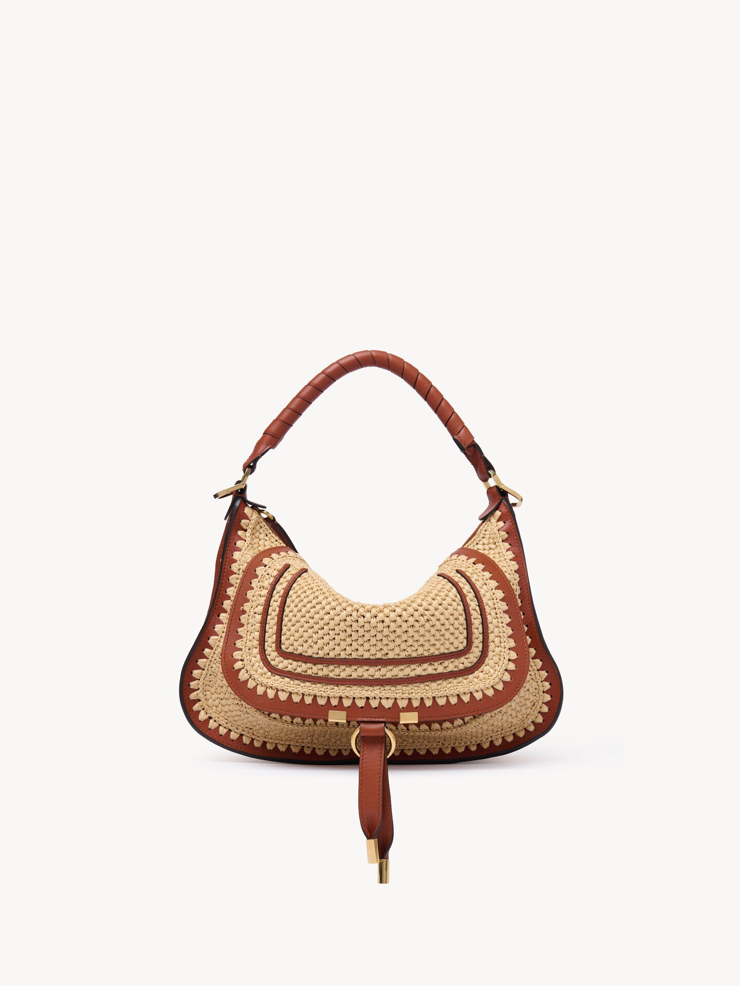Small Marcie shoulder bag in raffia-effect - 1.0