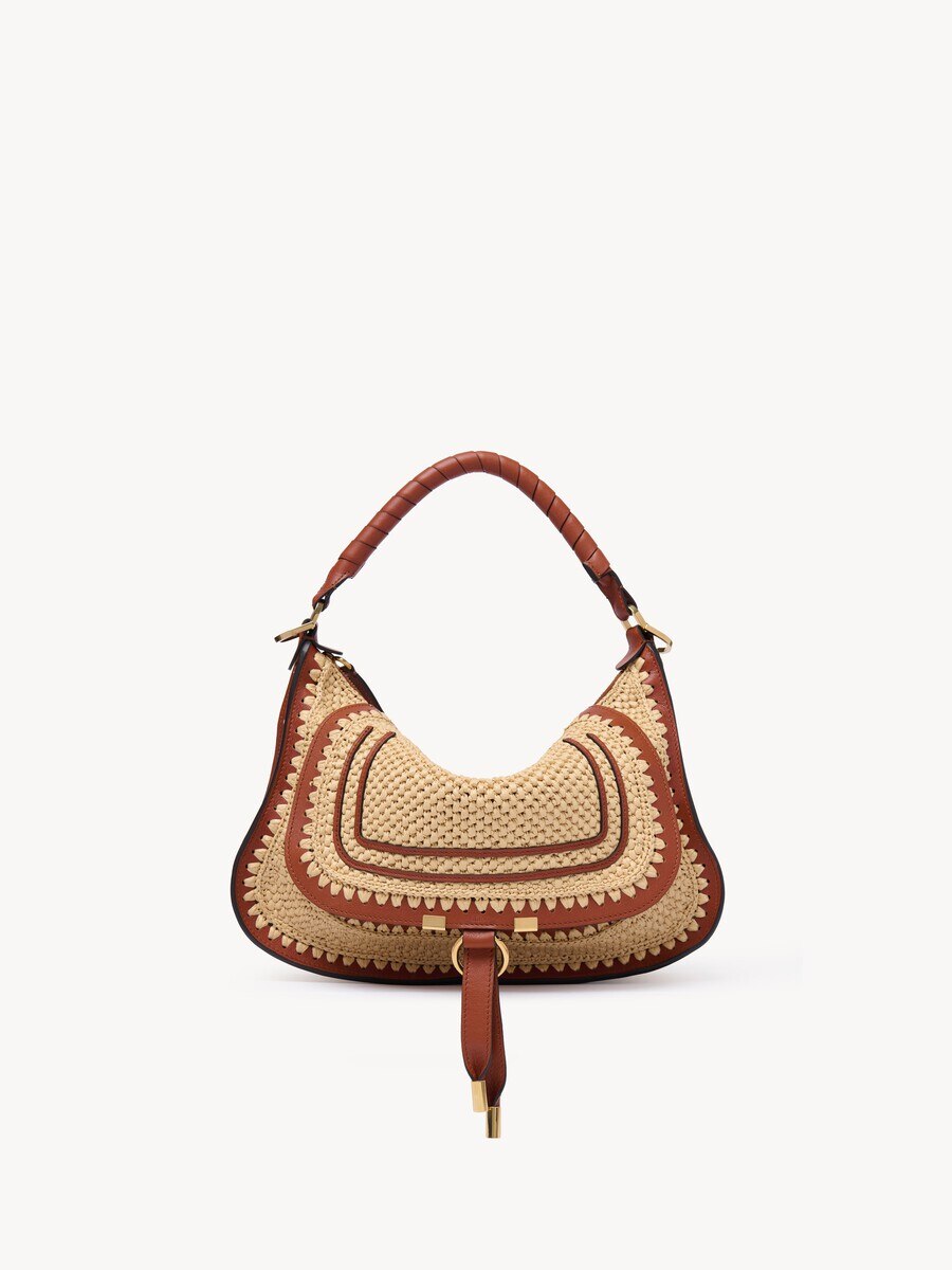 Small Marcie shoulder bag in raffia-effect - 1