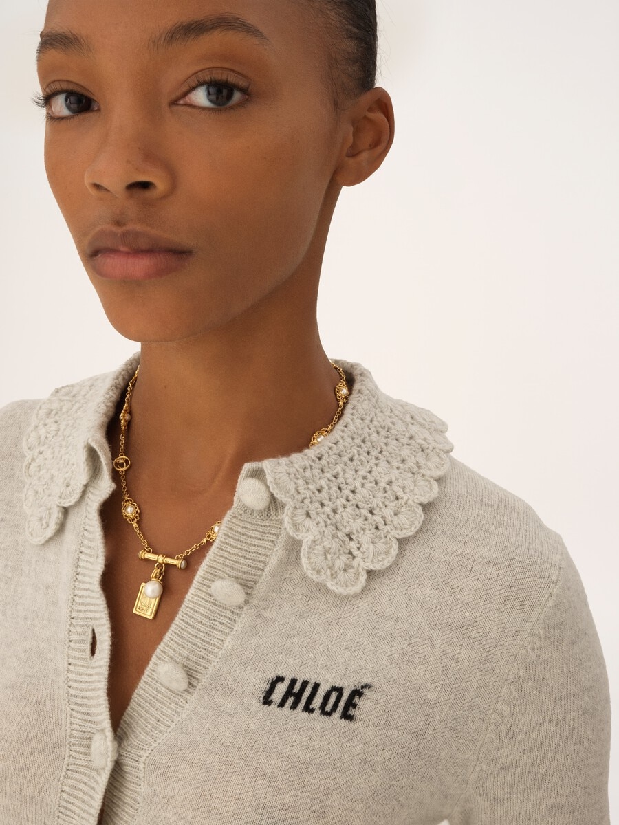 Fitted logo cardigan in a wool knit - 6