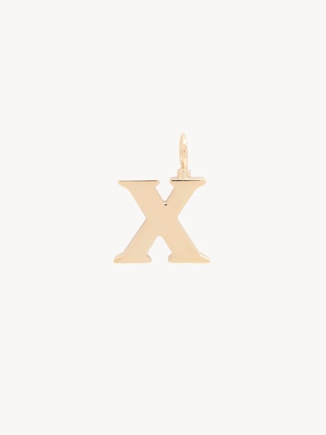 Alphabet letter X charm in brass