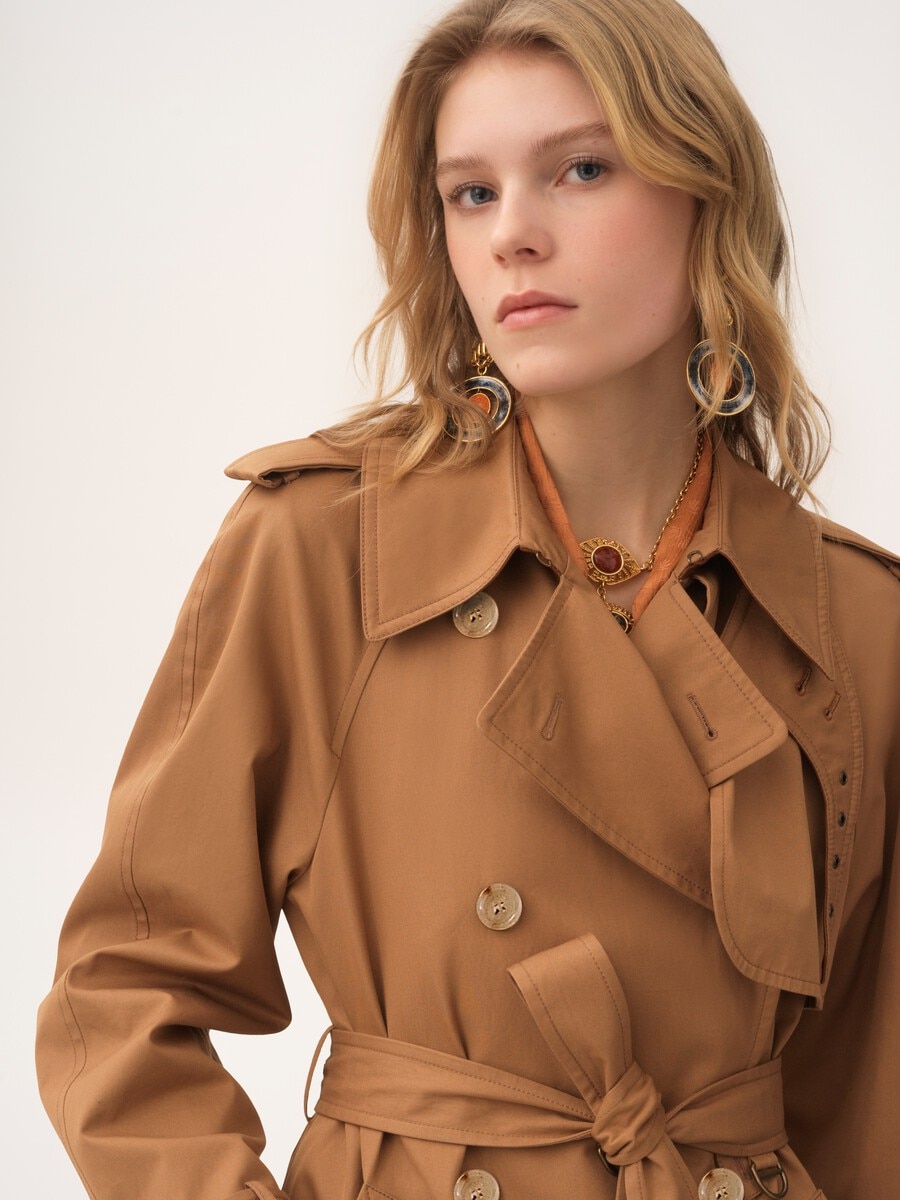 Langer Trenchcoat aus Baumwollgabardine - 6