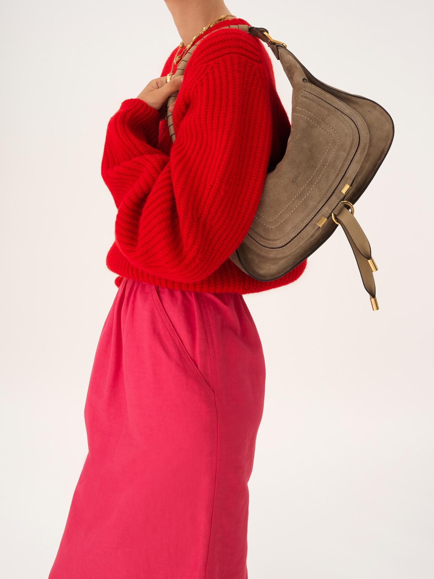 Small Marcie shoulder bag in suede leather - 3