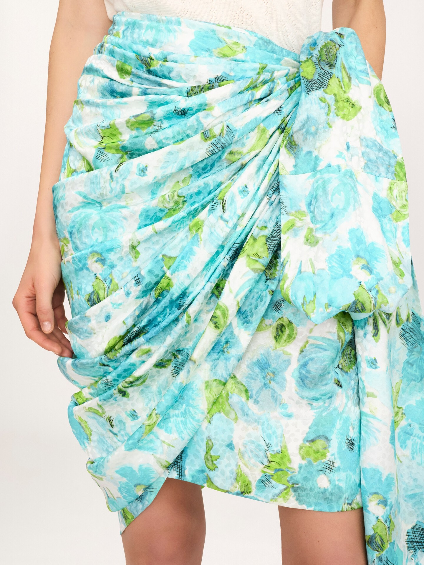 Kurzer Wickelrock aus Seidenjacquard - 5