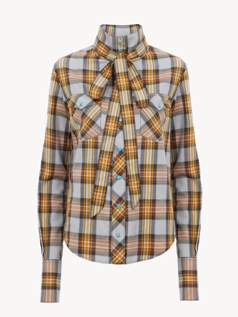 Lavalli&egrave;re shirt in check cotton & cupro - 2