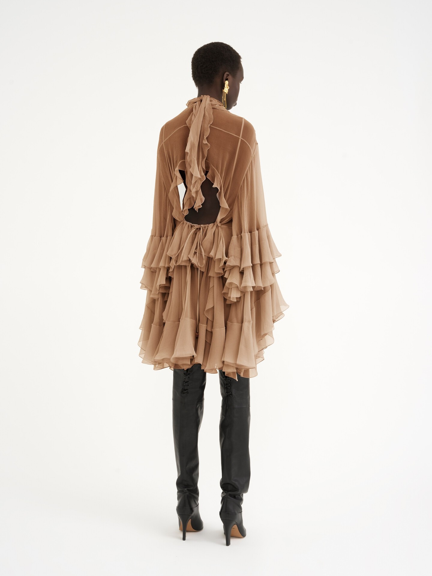 Ger&uuml;schtes Minikleid aus Seidenmousselin - 5