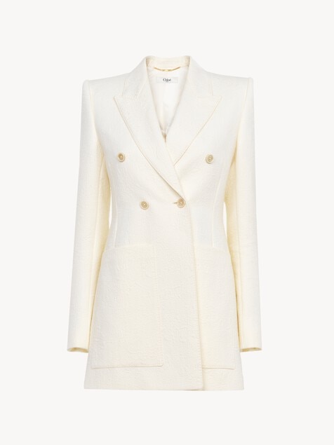 Veste blazer en jacquard de coton m&eacute;lang&eacute;