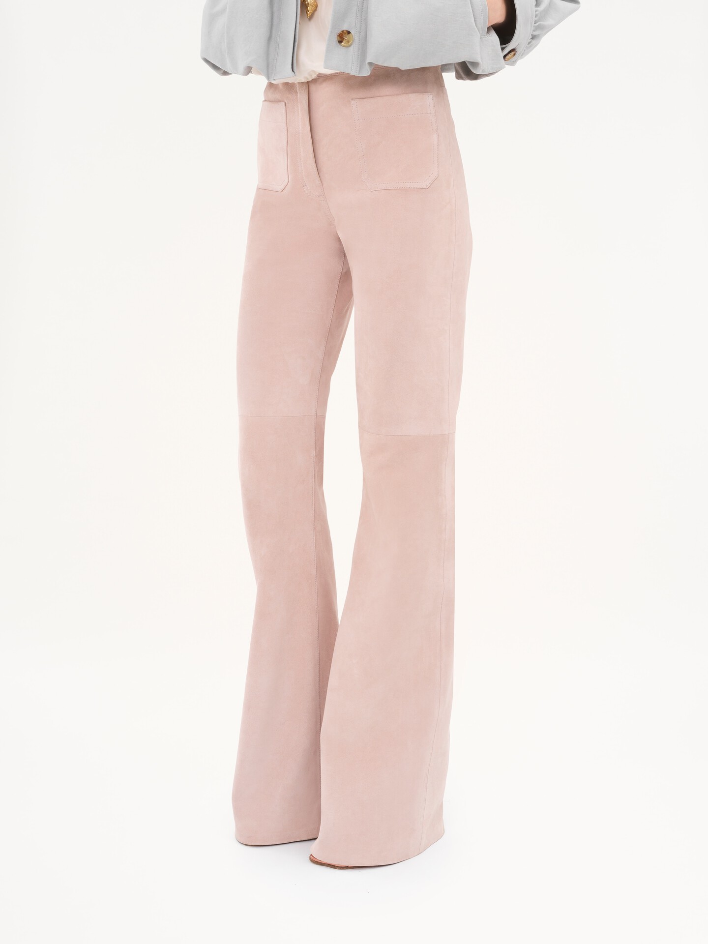 High-rise flared pants in suede - 3
