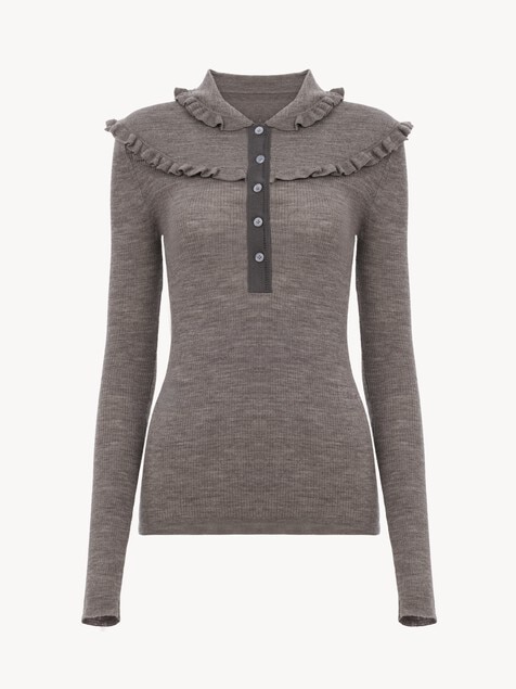 Fitted Henley shirt in a superfine wool knit