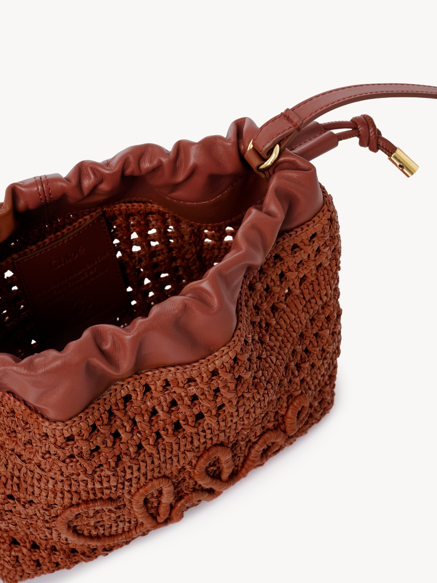 Mini Summer Banana drawstring shoulder bag in raffia - 5.0