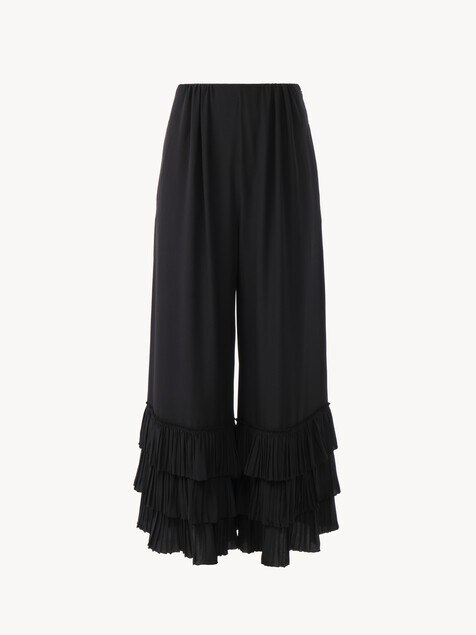 Fluid wide-leg pants in cr&ecirc;pe de chine