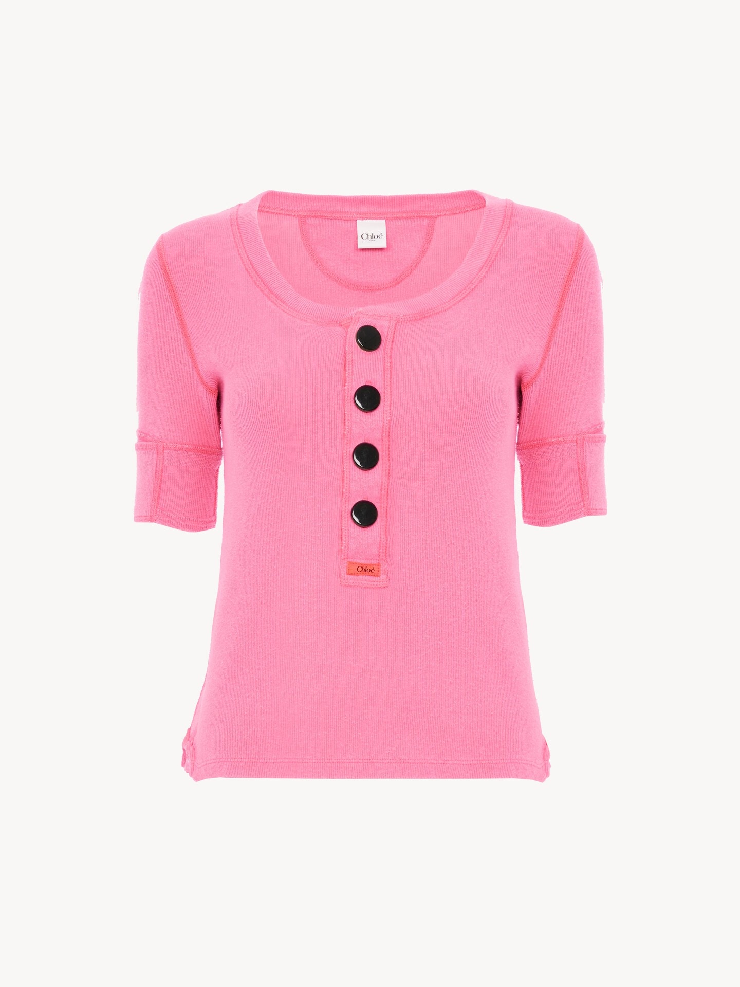 Short-sleeve Henley shirt in cotton jersey - 1