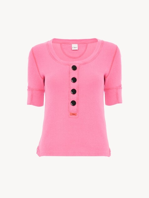 Short-sleeve Henley shirt in cotton jersey