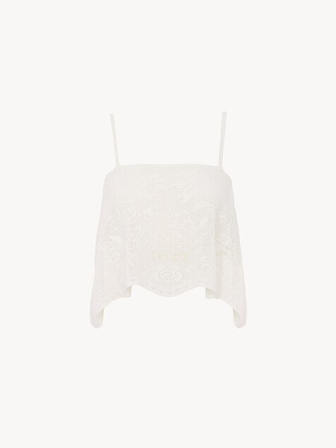 Cropped-Top aus Baumwollstrick mit schmalen Tr&auml;gern