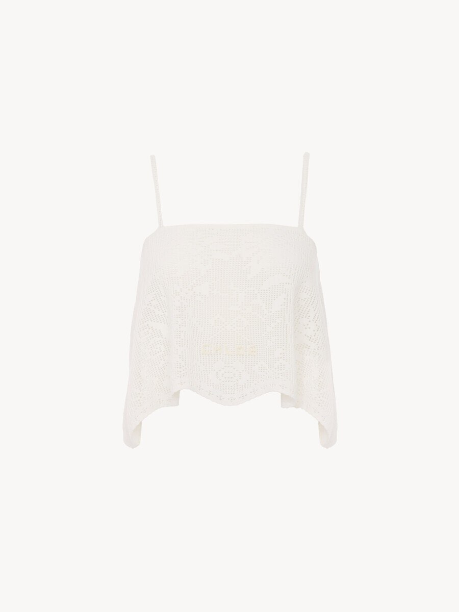 Cropped-Top aus Baumwollstrick mit schmalen Tr&auml;gern - 2