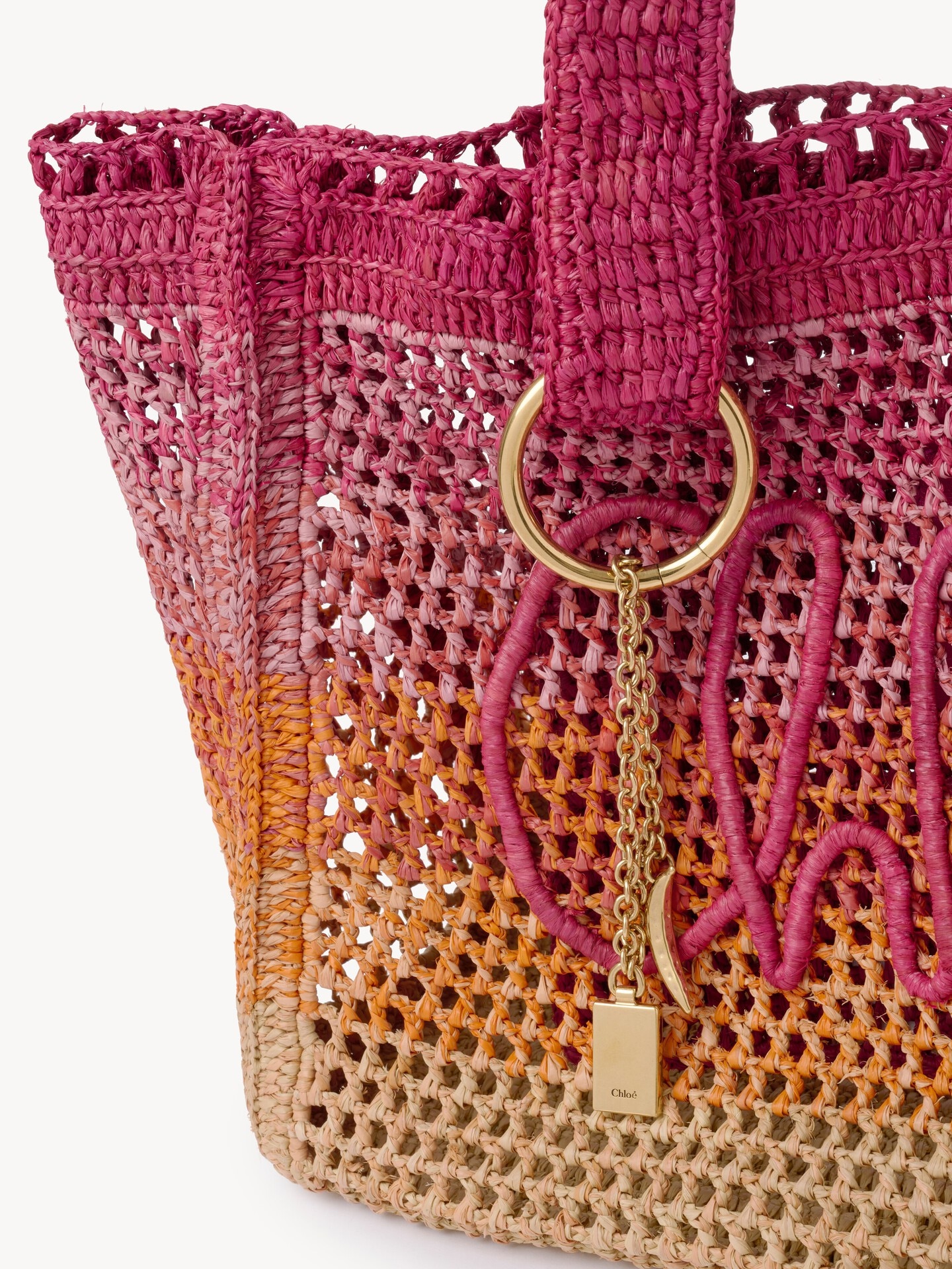 Summer Banana east-west tote bag in raffia - 7