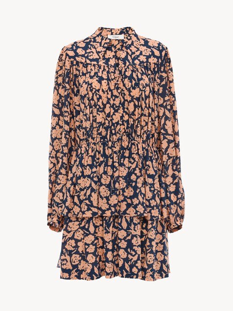 Mini robe fronc&eacute;e en cr&ecirc;pe de chine
