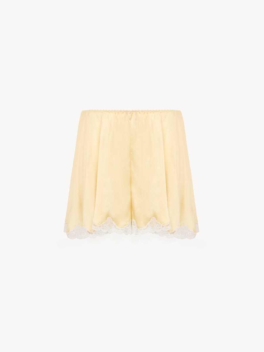 Fluid shorts in washed silk satin & lace - 2