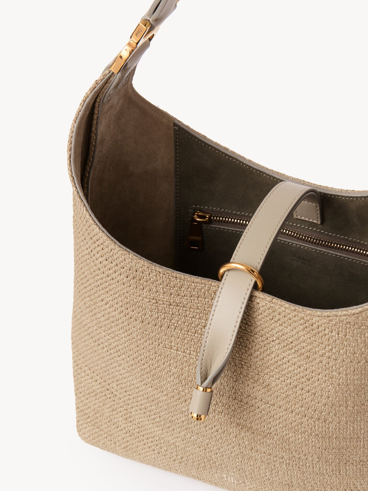 Small Marcie hobo bag in raffia-effect fibers - 4.0