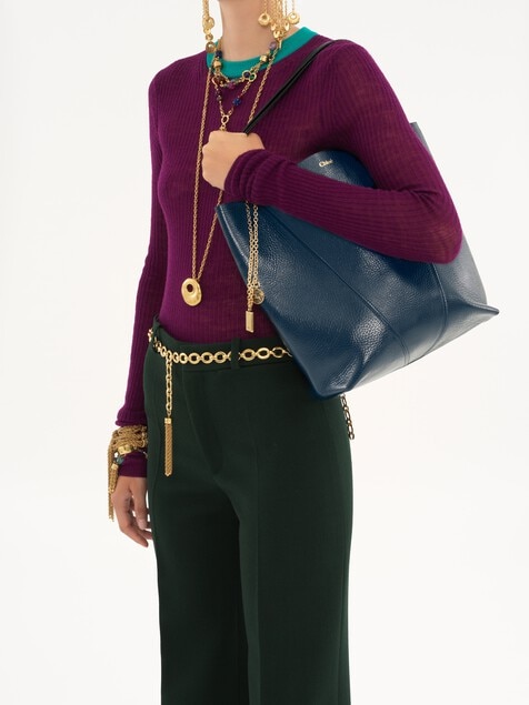 Sac cabas Chlo&eacute; Spin en cuir grain&eacute;