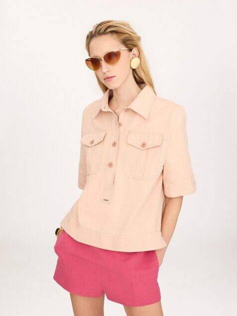 Polo shirt in cotton gabardine