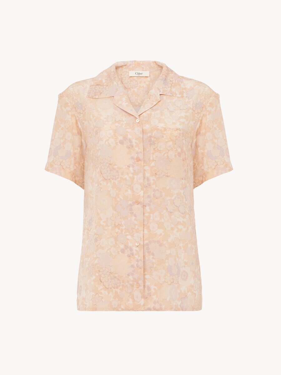 Kurz&auml;rmelige Bluse aus Cr&ecirc;pe de Chine - 2