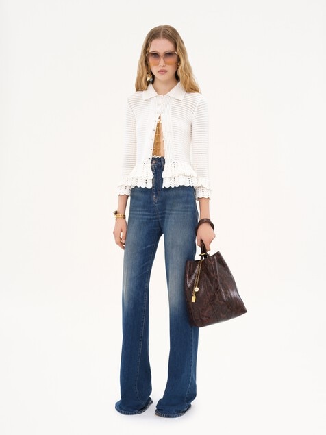 Chlo&eacute; Spin tote bag in python-effect leather