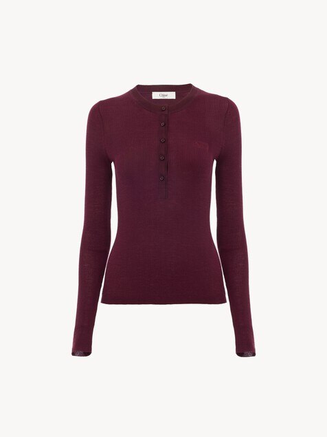 Camisa Henley de punto de lana superfina