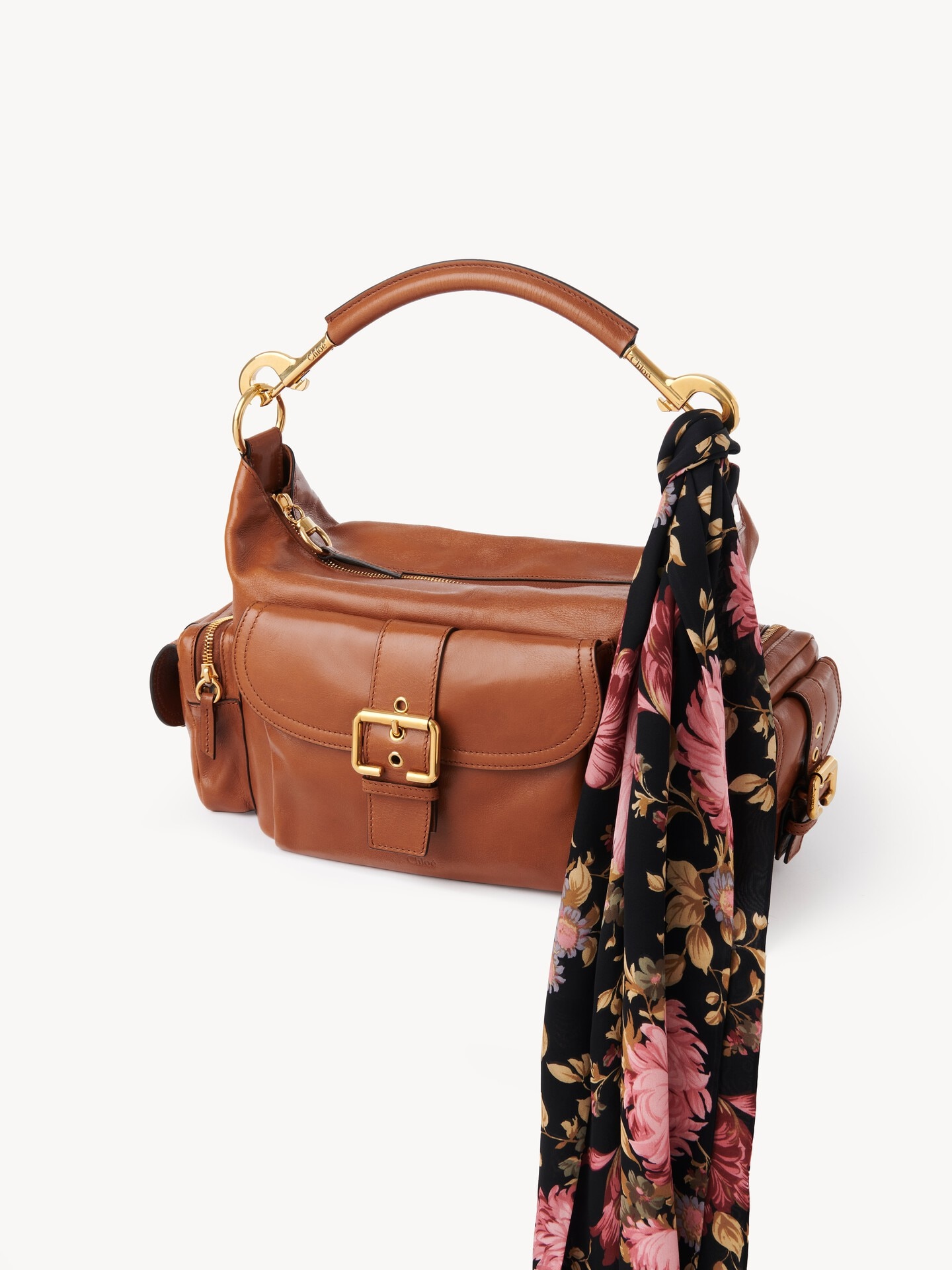 The Chloé Peonies wide bandeau scarf in silk charmeuse - 5