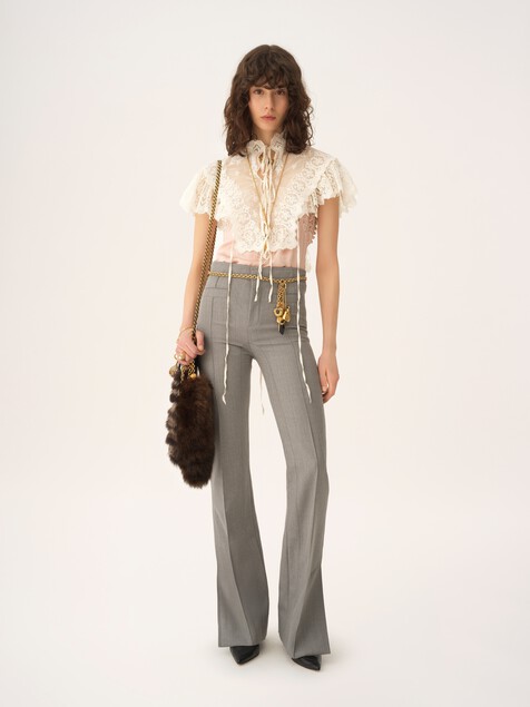 Tailored pants in chin&eacute; wool
