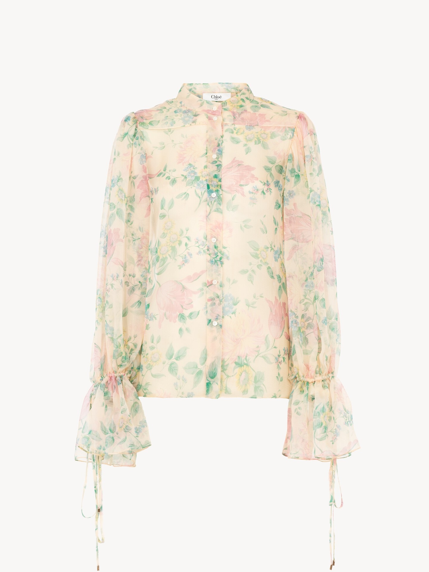 Blouse manches bouffantes en mousseline de soie - 1