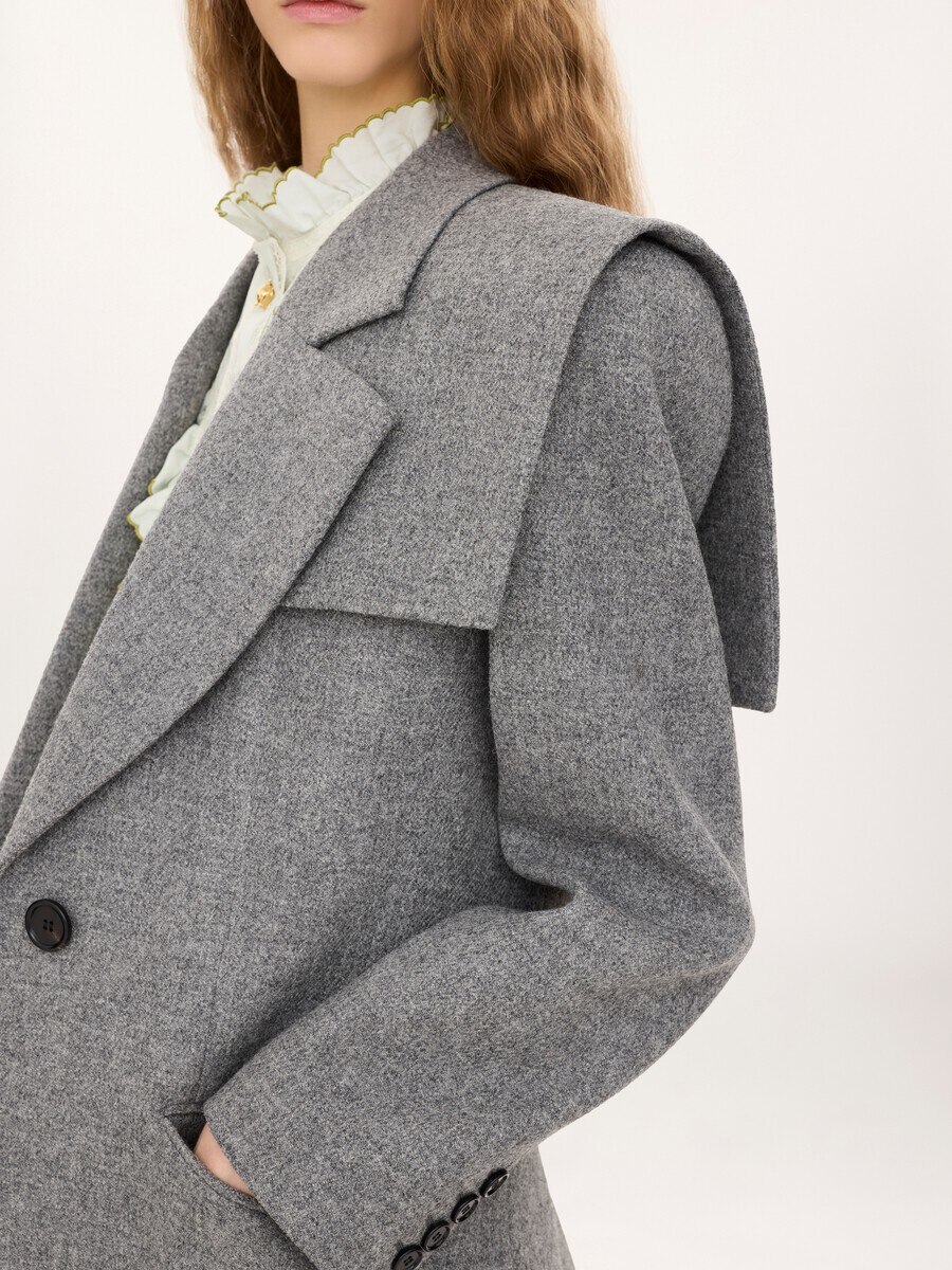 Veste blazer droite en laine chin&eacute;e - 7