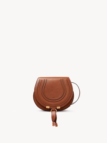 Borsa saddle Marcie piccola in pelle lucida Clay Brown - Chloé Borsa saddle Marcie piccola in pelle lucida Clay Brown - Chloé