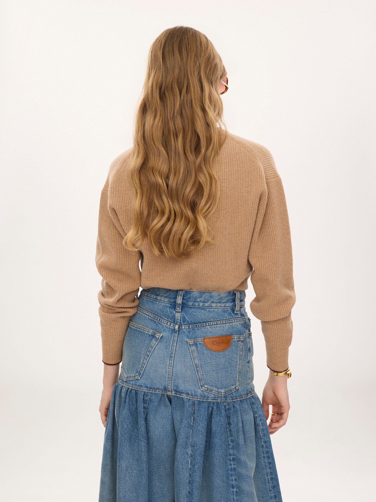 Jersey cropped ajustado con logotipo de punto de cachemira y lana - 4.0