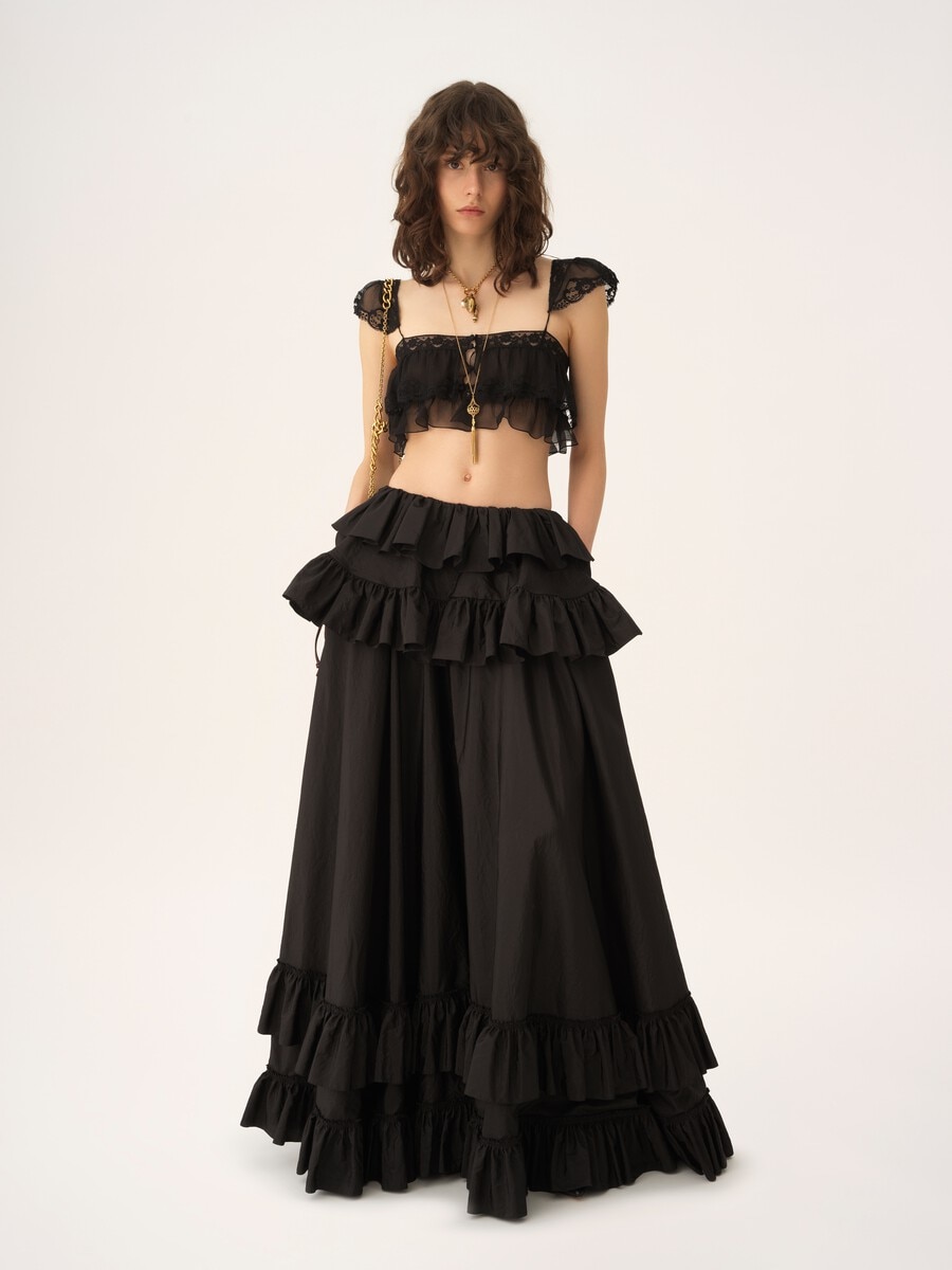 Ger&uuml;schter Bralette aus Seidenmusselin und Spitze - 3