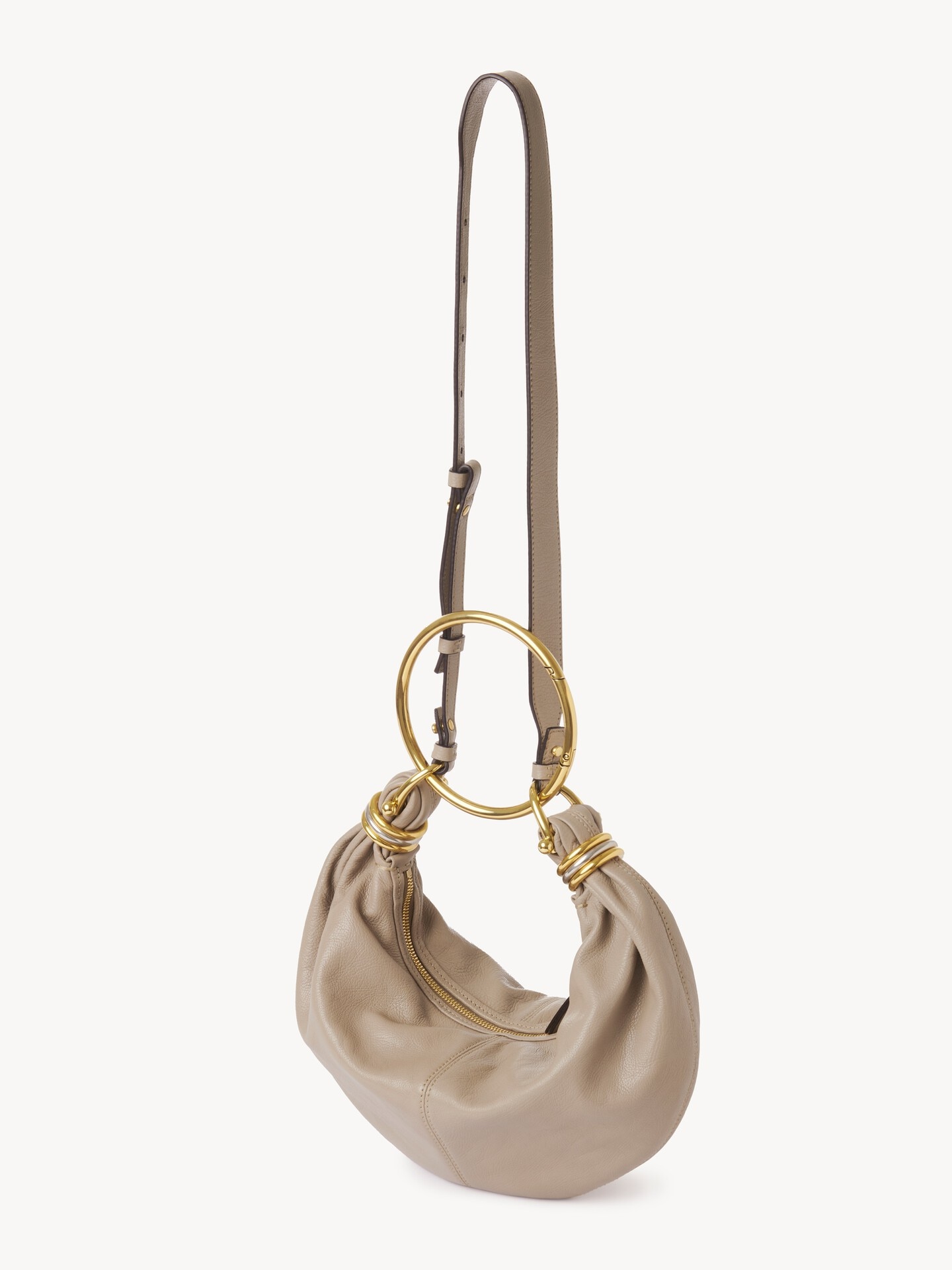 Small Bracelet hobo bag in grained leather - 7