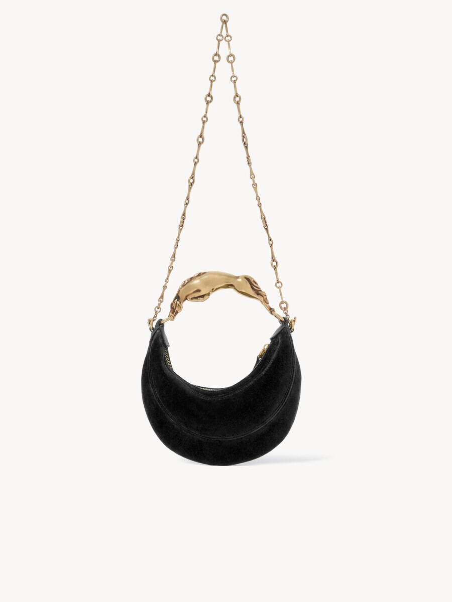 Small Chain Horse shoulder bag in velvet - 6