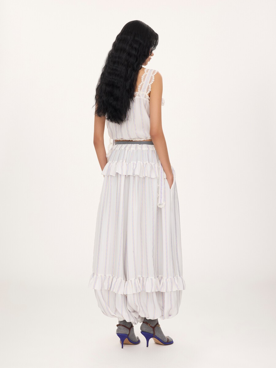 Fluid ruffled trousers in silk lurex jacquard - 5