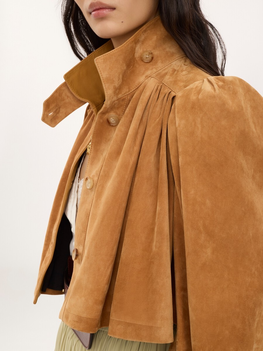 Gathered boule jacket in suede leather - 8