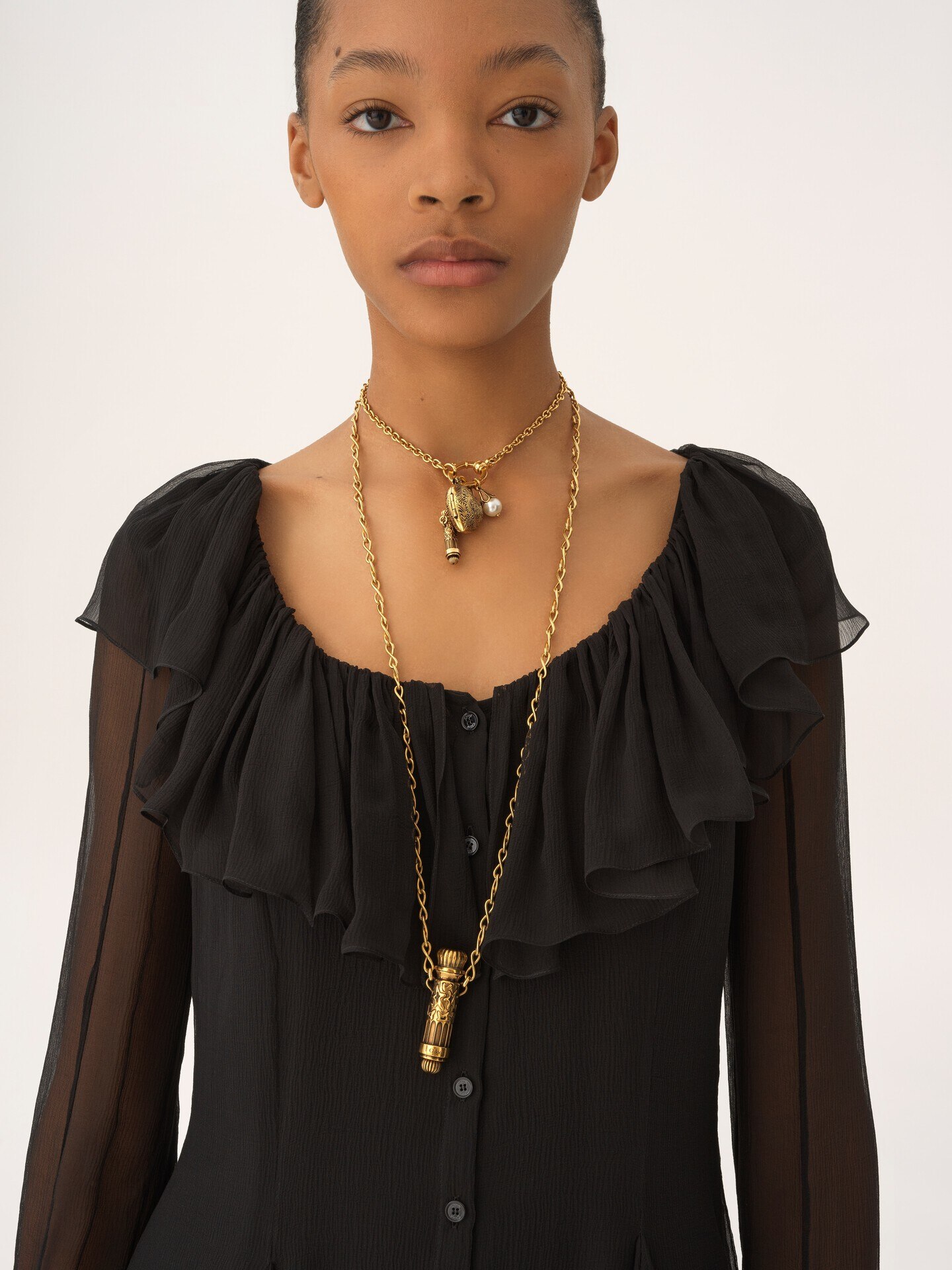 Flared mini dress in silk mousseline - 7