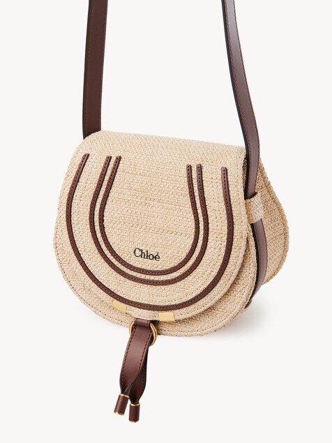 Small Marcie saddle bag in raffia-effect fibres 