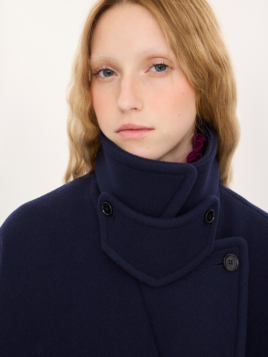 Double-breasted oversized long coat in wool - 7