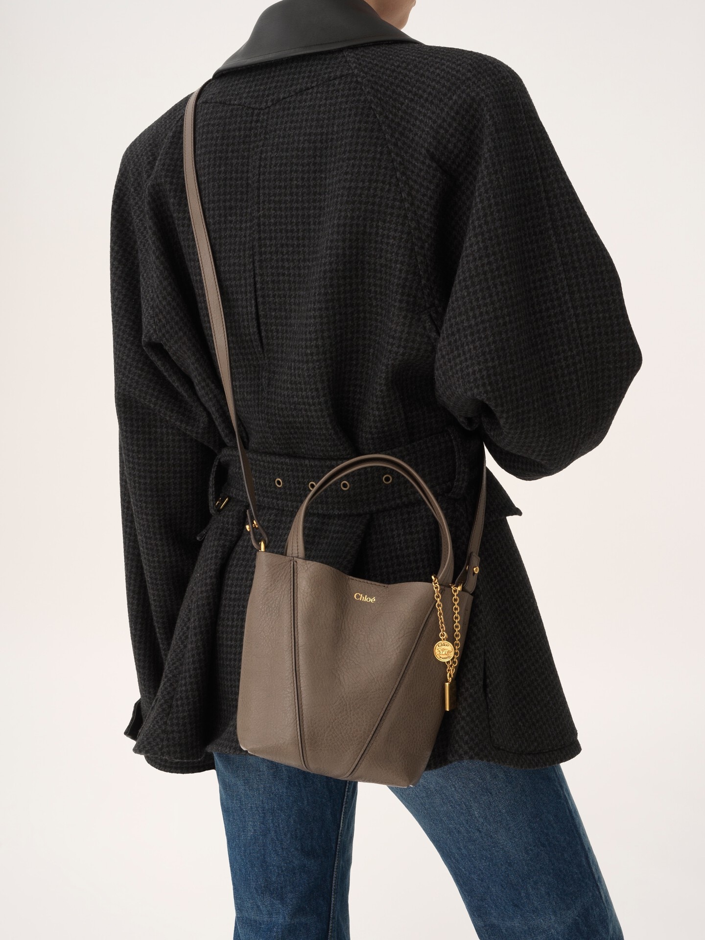 グレインレザー製Chloé Spinスモールトートバッグ グレー - Chloé